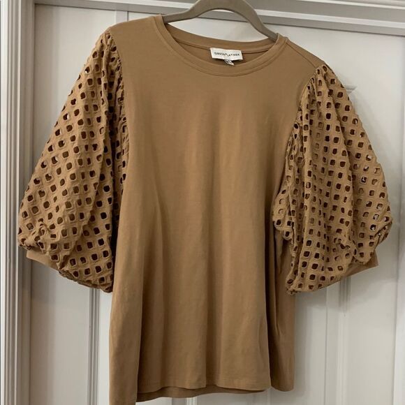 Gibson Latimer Boxy Brown Ruffled Blouse - Picture 1 of 8